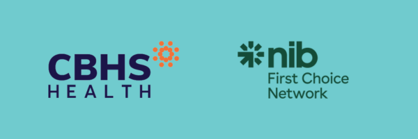 Branded image with the CBHS and NIB private health logo's - showing that Waterways Dental is a preferred provider clinic
