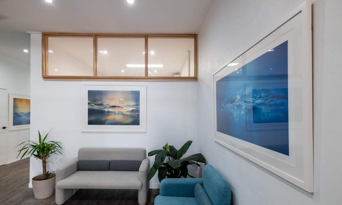 Chilled waiting room at Waterways Dental - Photography by Ted Grambeau